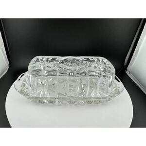 Vintage Anchor Hocking "Star of David" Glass Butter Dish